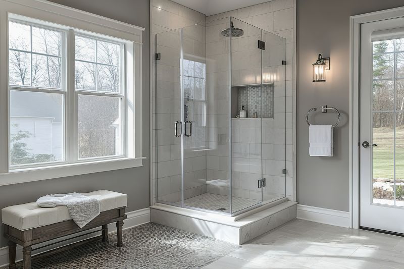 Modern bathroom with glass shower enclosure